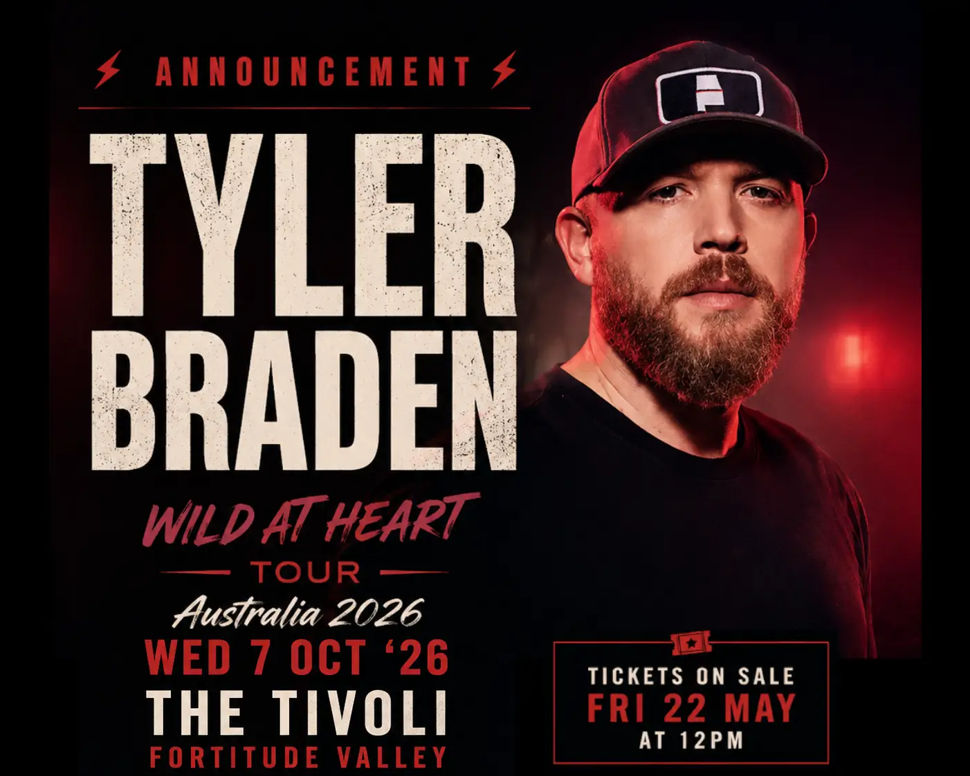 ⚡ ANNOUNCEMENT: Tyler Braden Live at The Tivoli